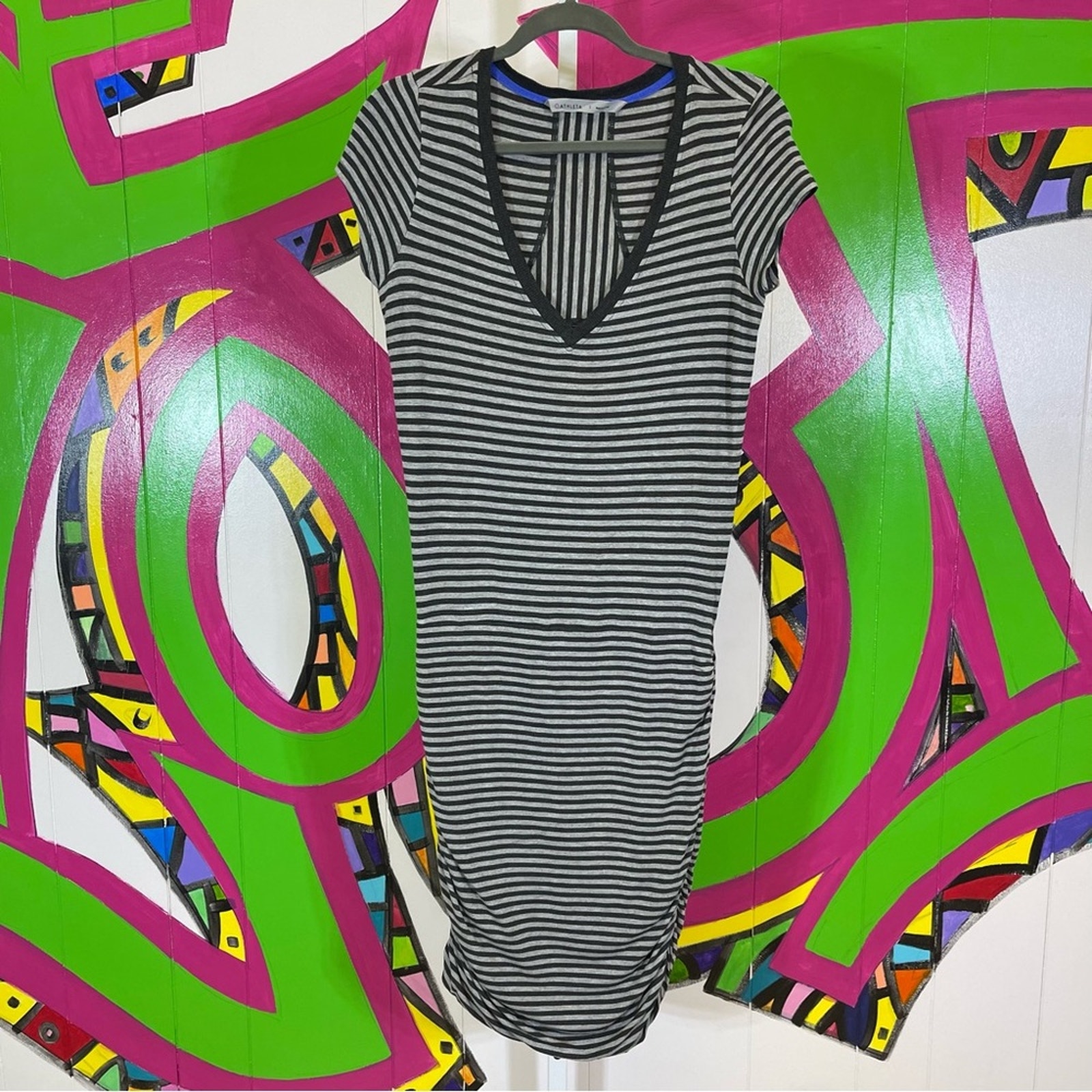 Athleta, Striped Dress With Ruching On The Sides. Size Small. Excellent Cond!